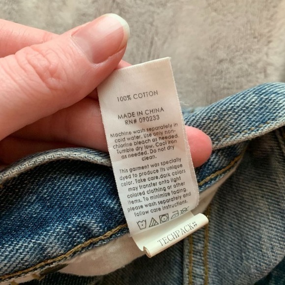 PacSun Women's Distressed‎ High Rise Button Fly Denim Boy Shorts Blue - Size 25 - Picture 6 of 6